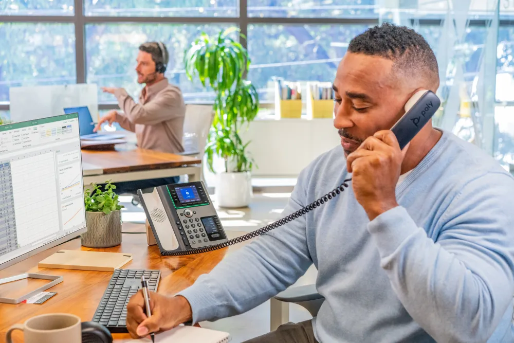 HP Poly Edge E450 IP Phone and PoE-enabled 