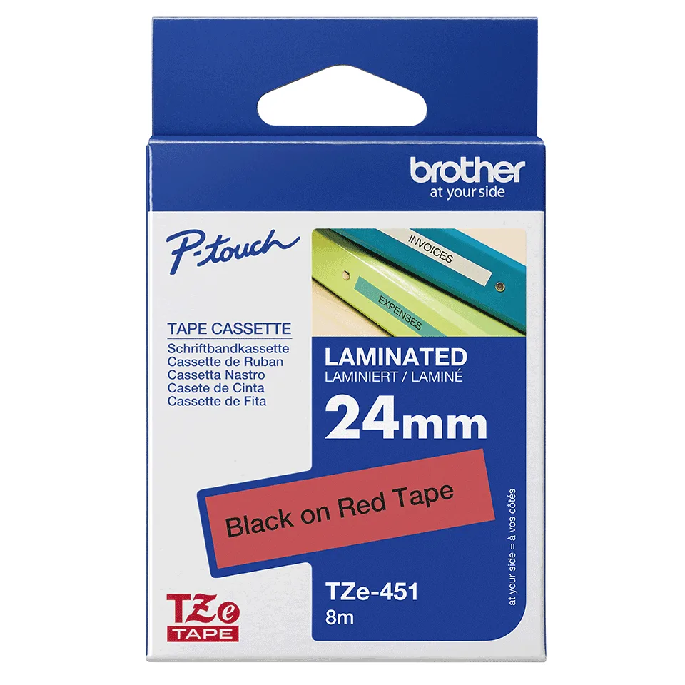 Brother Banda laminata TZe-451 24mm 8m negru pe rosu