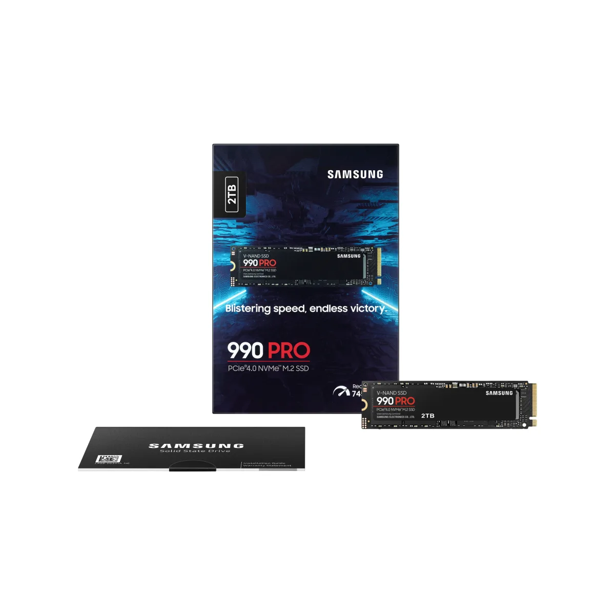 Samsung 990 PRO SSD 2TB, NVMe 2.0 M.2 2280 PCIe Gen 4.0 x 4, R/W speed:7450/6900 MB/s angle