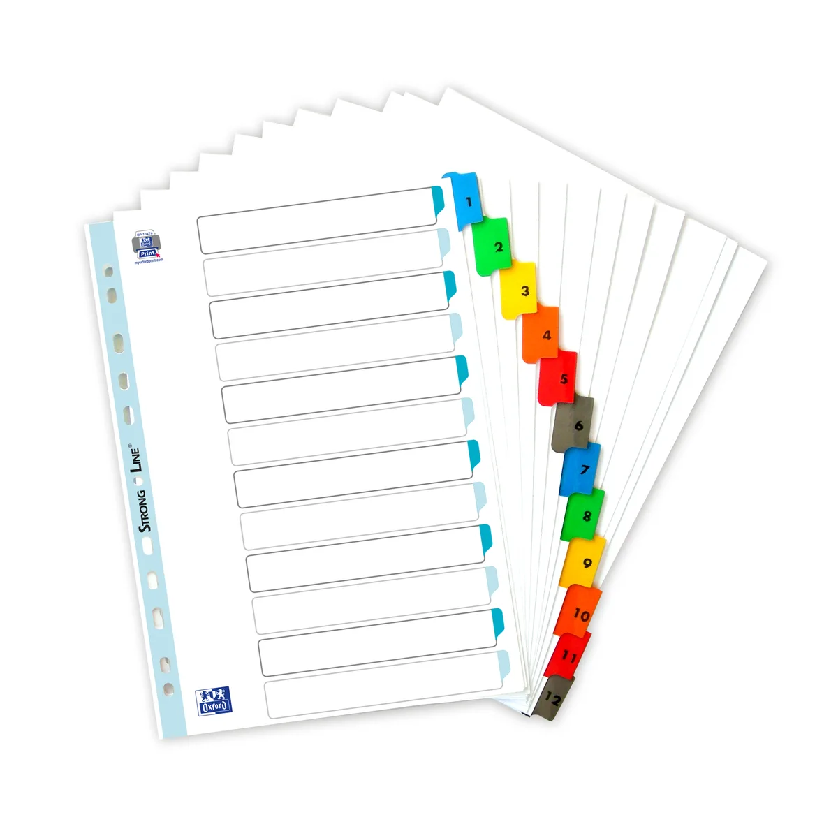 Oxford Index numeric A4 1-12 carton, 12 file, margine color