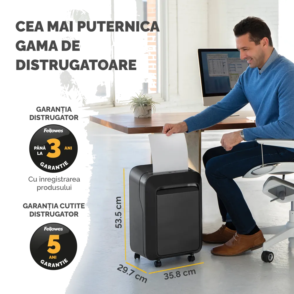 Fellowes Distrugator documente LX211 negru, 15 coli, microparticule 2x12 mm, P-5, cos 23L 