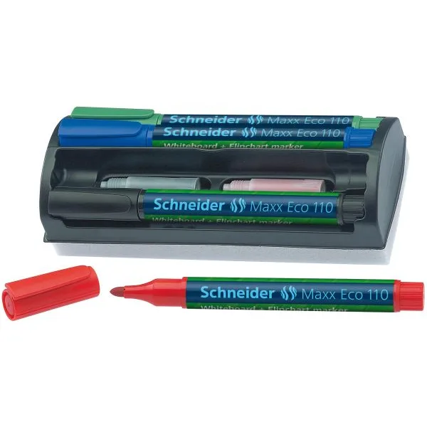 Schneider Whiteboard kit burete nemagnetic, 4 markere si 4 rezerve