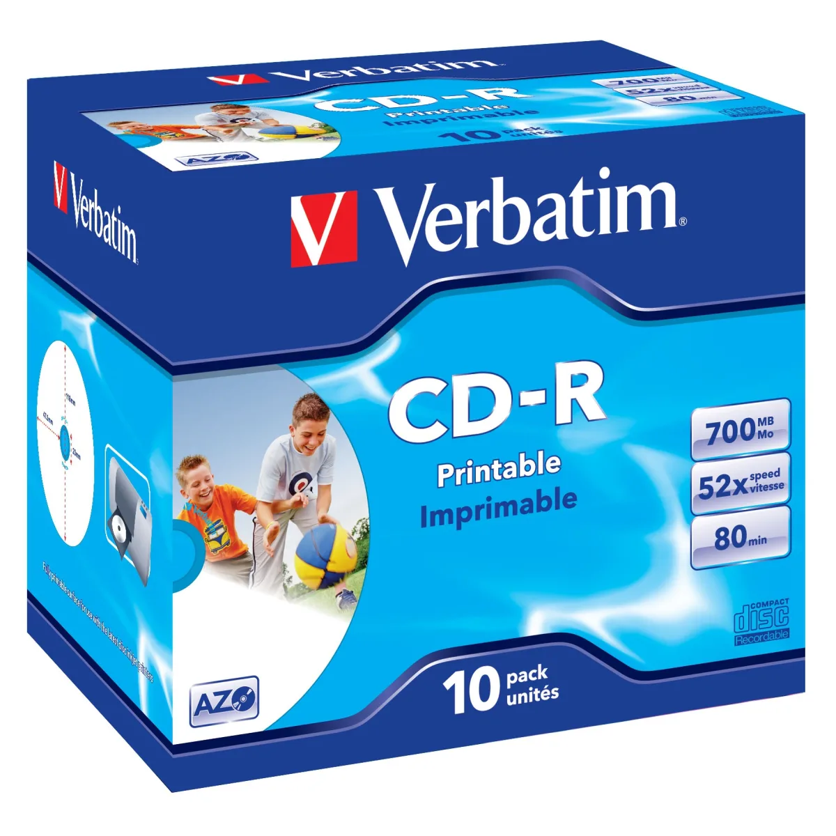 Verbatim CD-R 700MB, 52x, DataLifePlus, Printable, Jewel/Slim Case