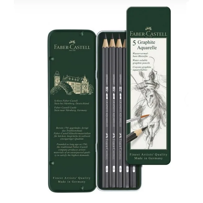 Faber-Castell Set 5 creioane grafit acuarelabile HB 2B 4B 6B 8B