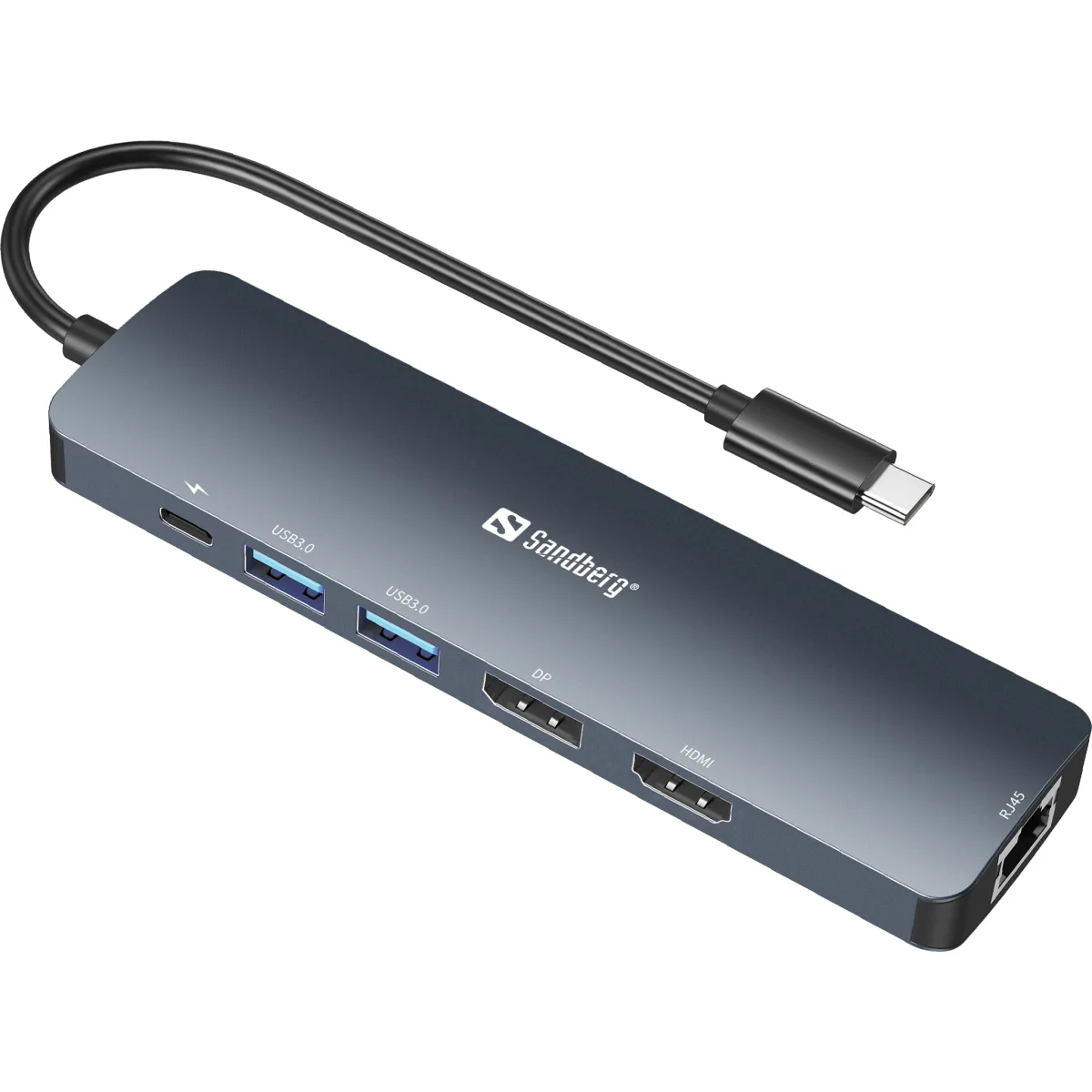Sandberg USB-C 8K Display Dock SST/MST - 1 x HDMI, 1 x DisplayPort, 1x RJ45, 2 x USB 3.0