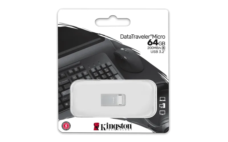 Kingston Memorie 64GB DataTraveler Micro 200MB/s Metal USB 3.2 Gen 1 