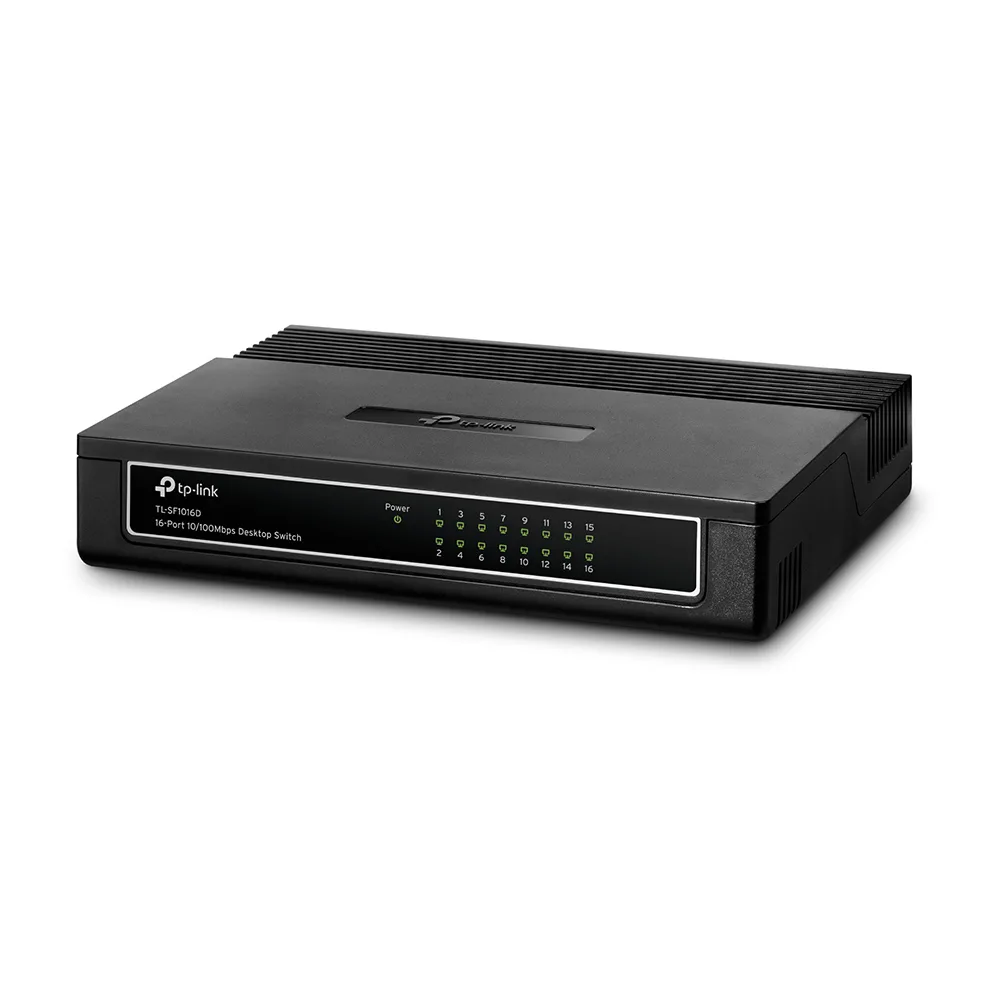 TP-Link Switch TL-SF1016D, 16 porturi 10/100Mbps, Desktop, plastic angle