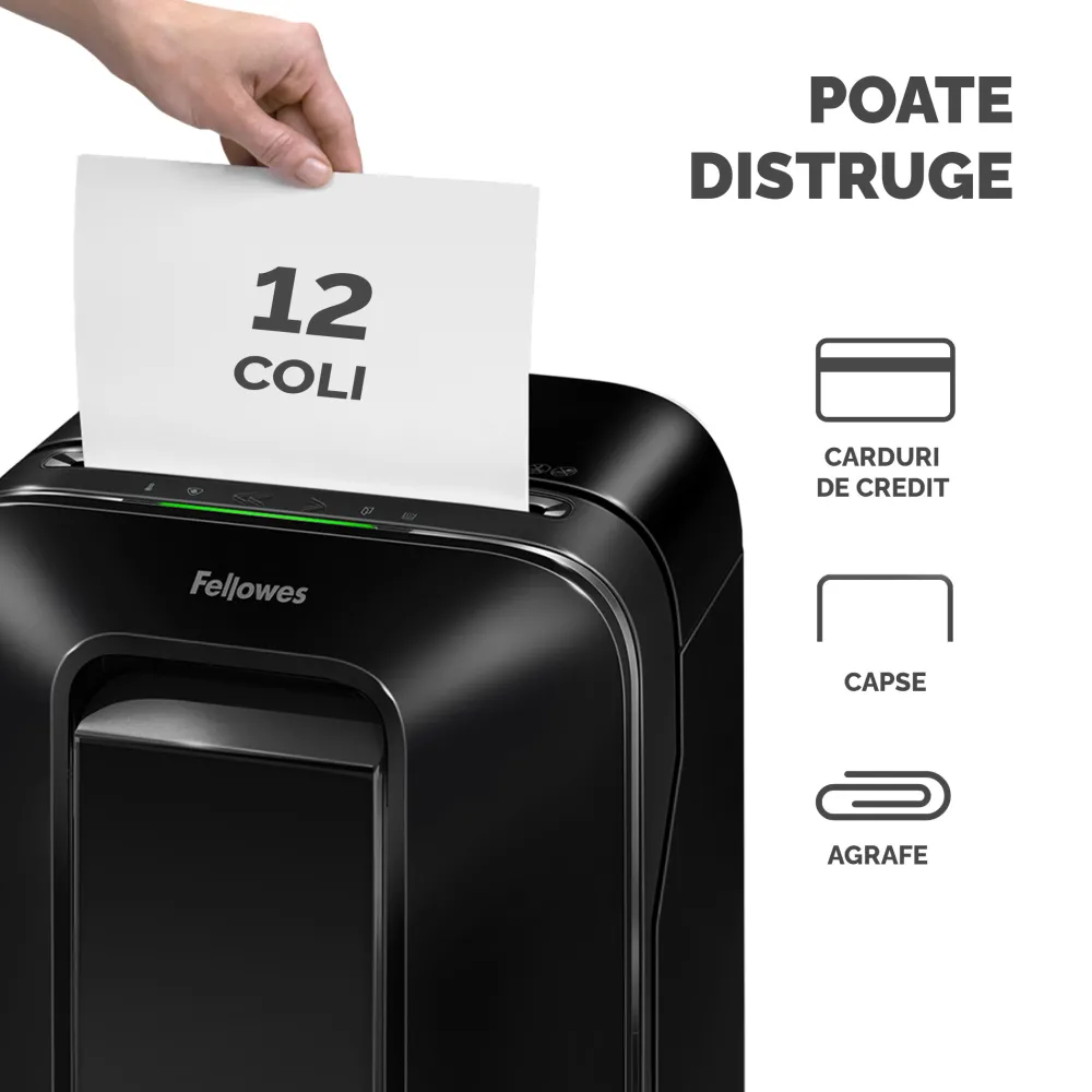 Fellowes Distrugator documente LX200, 12 coli, mini-cut 4x12 mm, P-4, cos 22L lifestyle