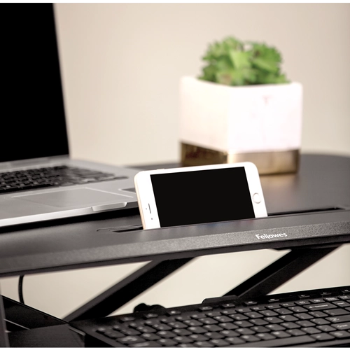 Fellowes Corsivo Sit Stand Workstation Black lifestyle