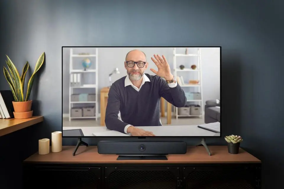 Axtel Videobar AX-4K-VB 4K, unghi 120 grade, 5 microfoane, USB-A lifestyle