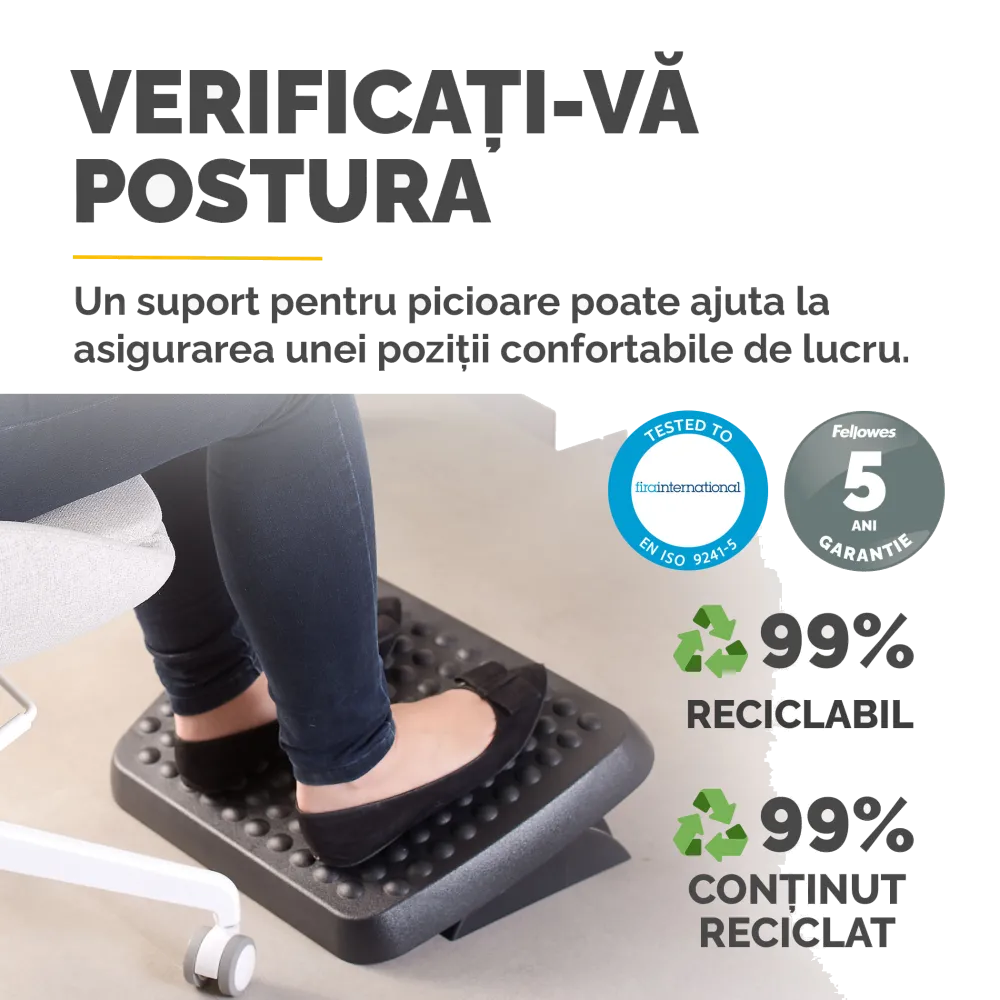 Fellowes Standard Adjustable Foot Rest - Suport ergonomic pentru picioare 