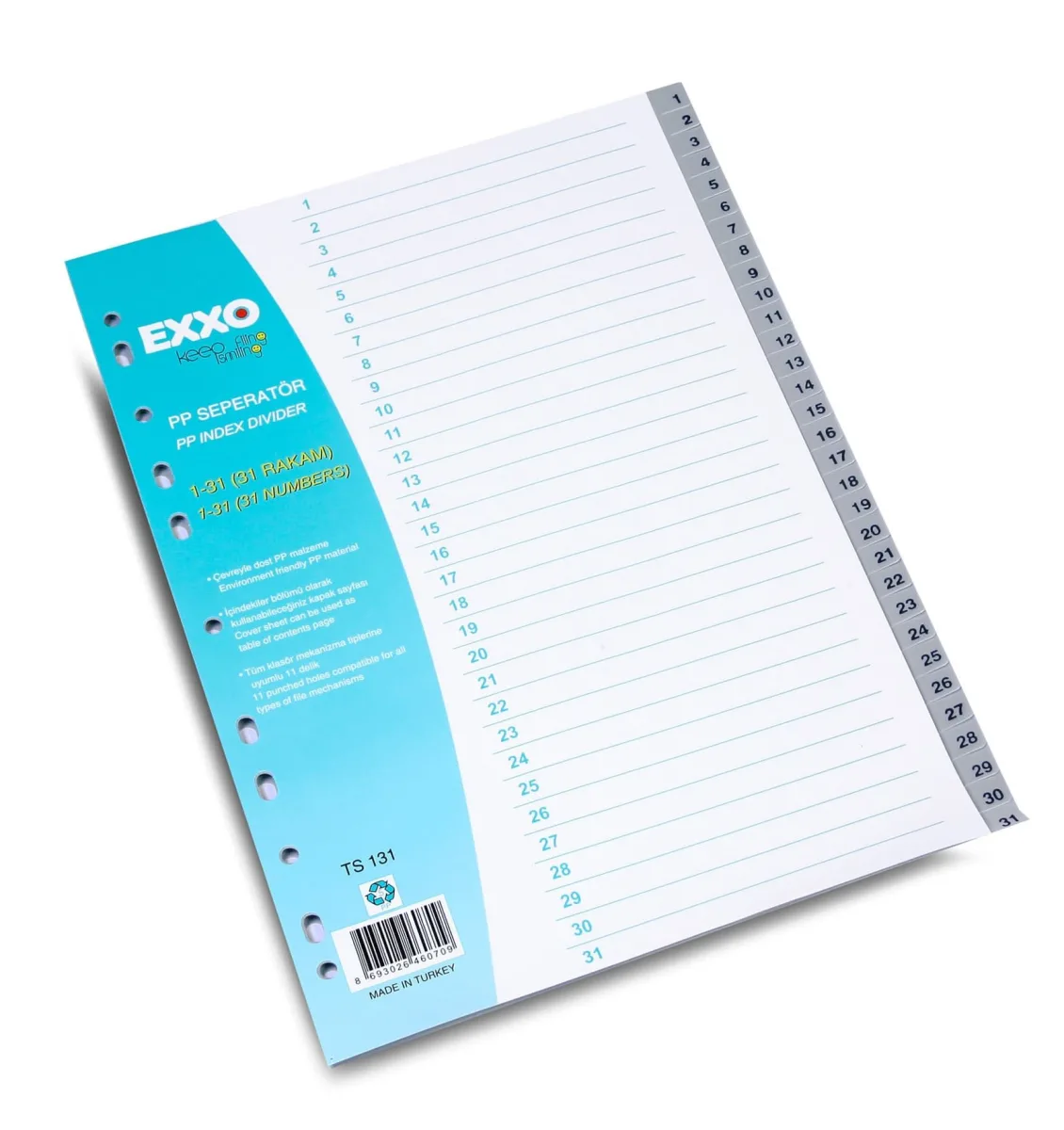 Exxo Index plastic A4 numeric 1-31, 31 file main