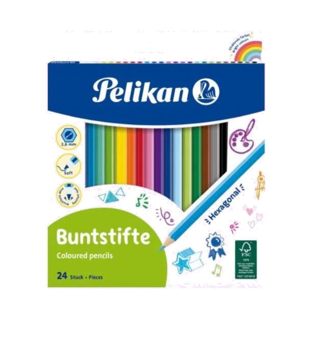 Pelikan Creioane colorate mina moale 3mm set 24 culori