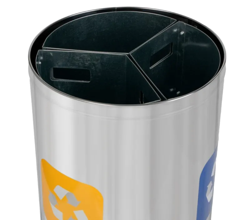 Cos inox colectare selectiva 3 x 20L 