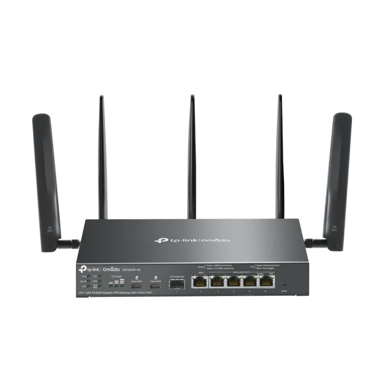 TP-Link ER706WP-4G gateway VPN 4G+ Cat6 Wi-Fi 6 AX3000, 4xPoE+