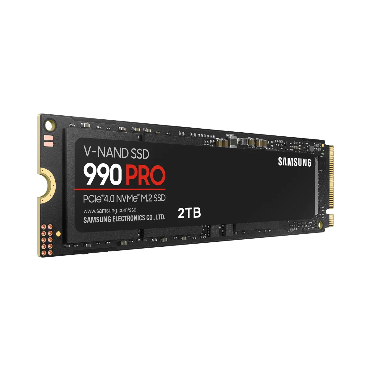 Samsung 990 PRO SSD 2TB, NVMe 2.0 M.2 2280 PCIe Gen 4.0 x 4, R/W speed:7450/6900 MB/s angle